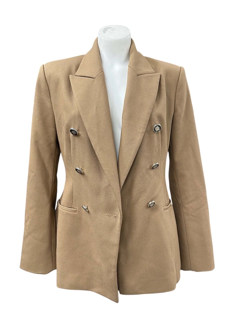 Zara Double-Breasted Tan Blazer Jacket Size M